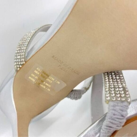 Aqua Aq Lexa Rhinestone Metallic Slip On Heels New - Picture 16 of 16